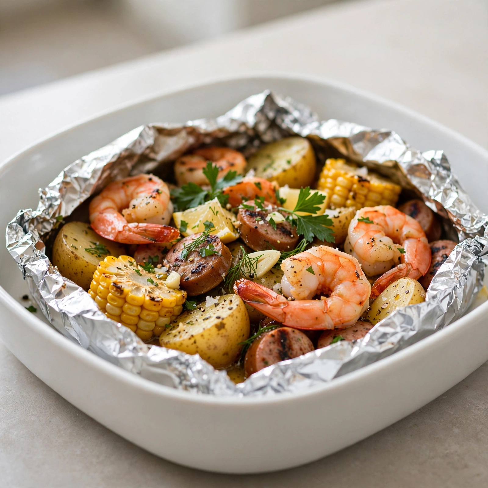 Grilled Shrimp Boil in Foil Packets