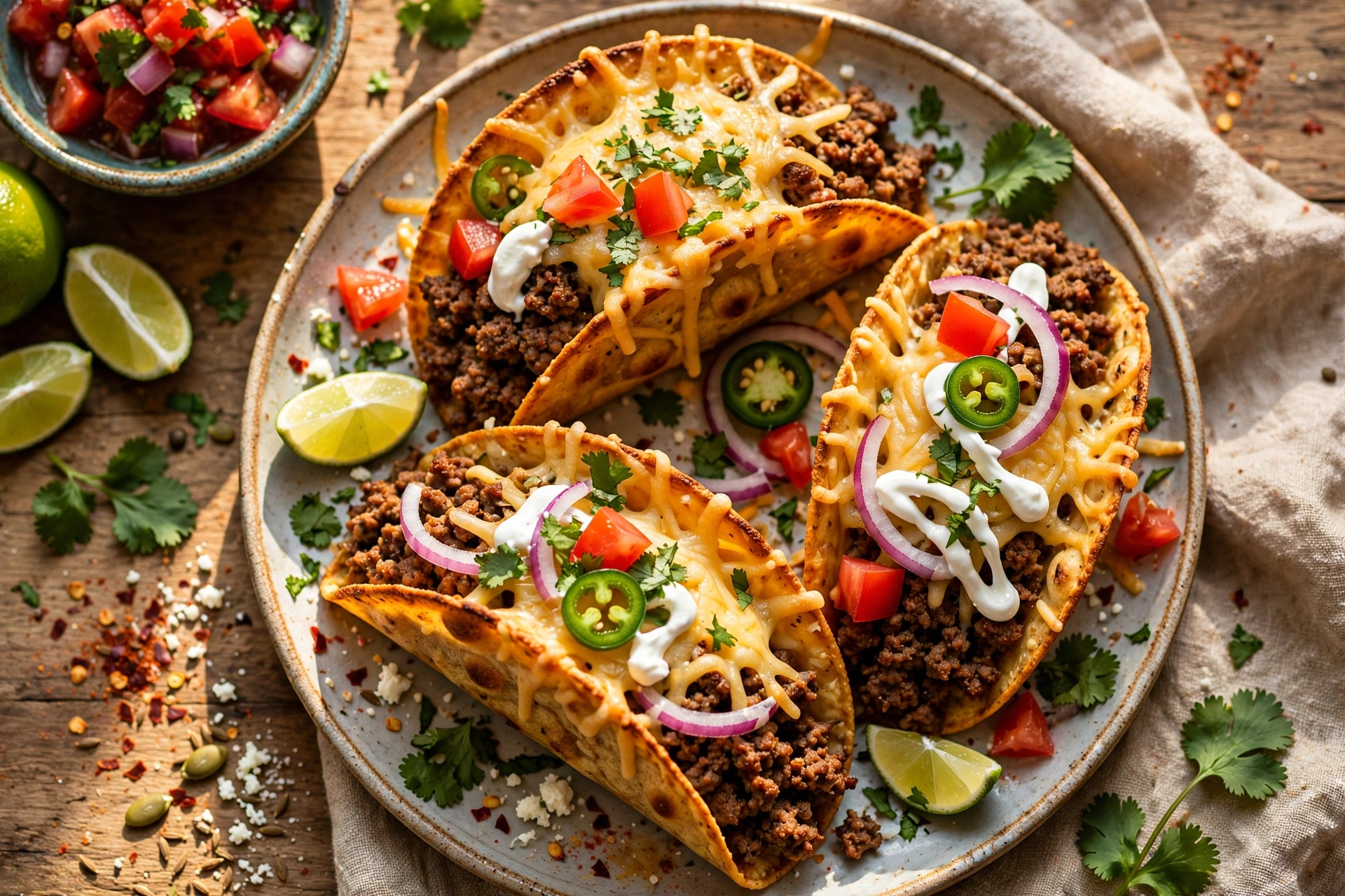 Ground Beef Baked Tacos